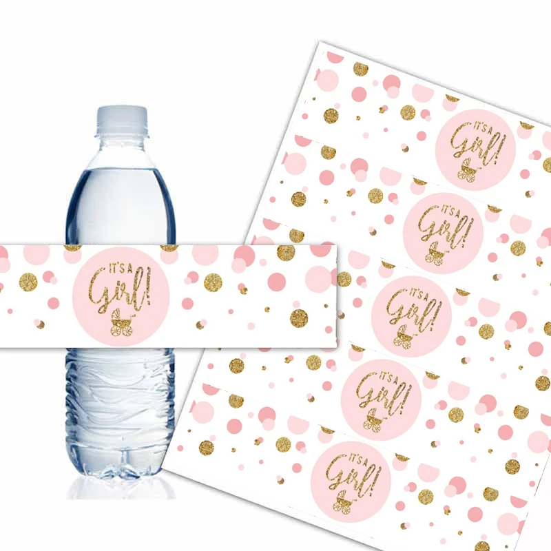 Andaz Press Blush Pink Gold Glitter Girl party collection, water bottle label sticker