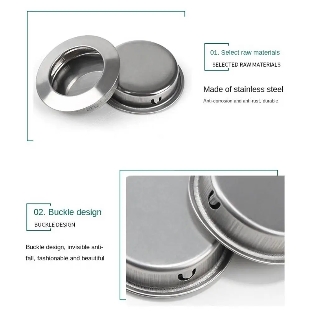 Door Handles Stainless Steel Door Knobs Recessed Invisible Handle Cabinet Pulls Proof Door Round  Sliding Handle Pull