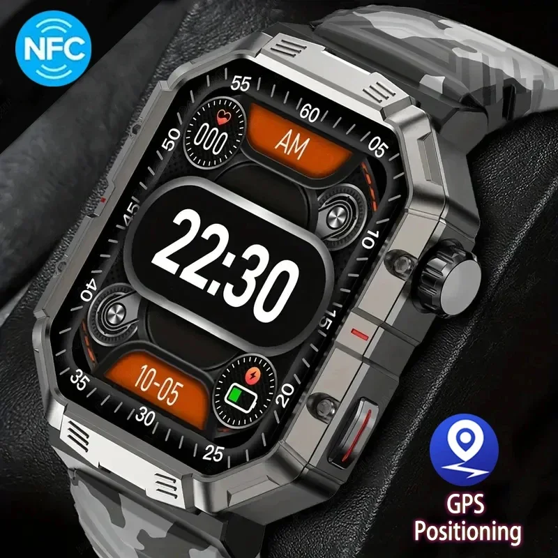 

Men's Military GPS Smart Watch - IP68 Waterproof, NFC, High-Resolution Display, Bluetooth Call, Health Monitoring