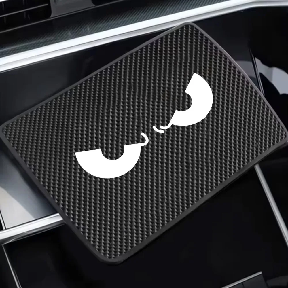 Car Anti-Slip Mat White Devil Eye Style Phone and Key Storage Rack Dashboard Adhesive Magic Mat Center Console Storage Mat Car Interior Accessories