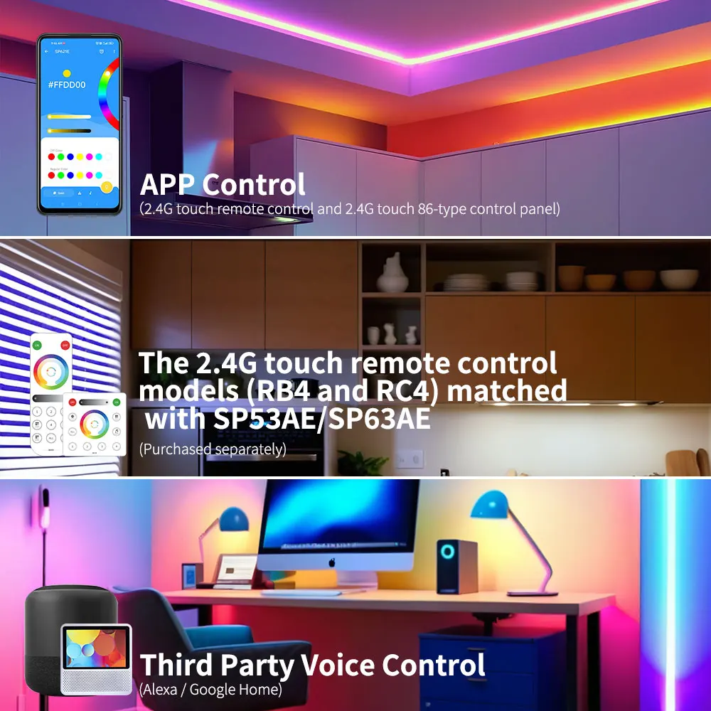 Bluetooth WiFi dual-mode SP53AE SPI RGBCCT LED Controller SP536E 5CH SPI Single color LED Dimmer for RGB CCT WS2805 LED strip - Image 5