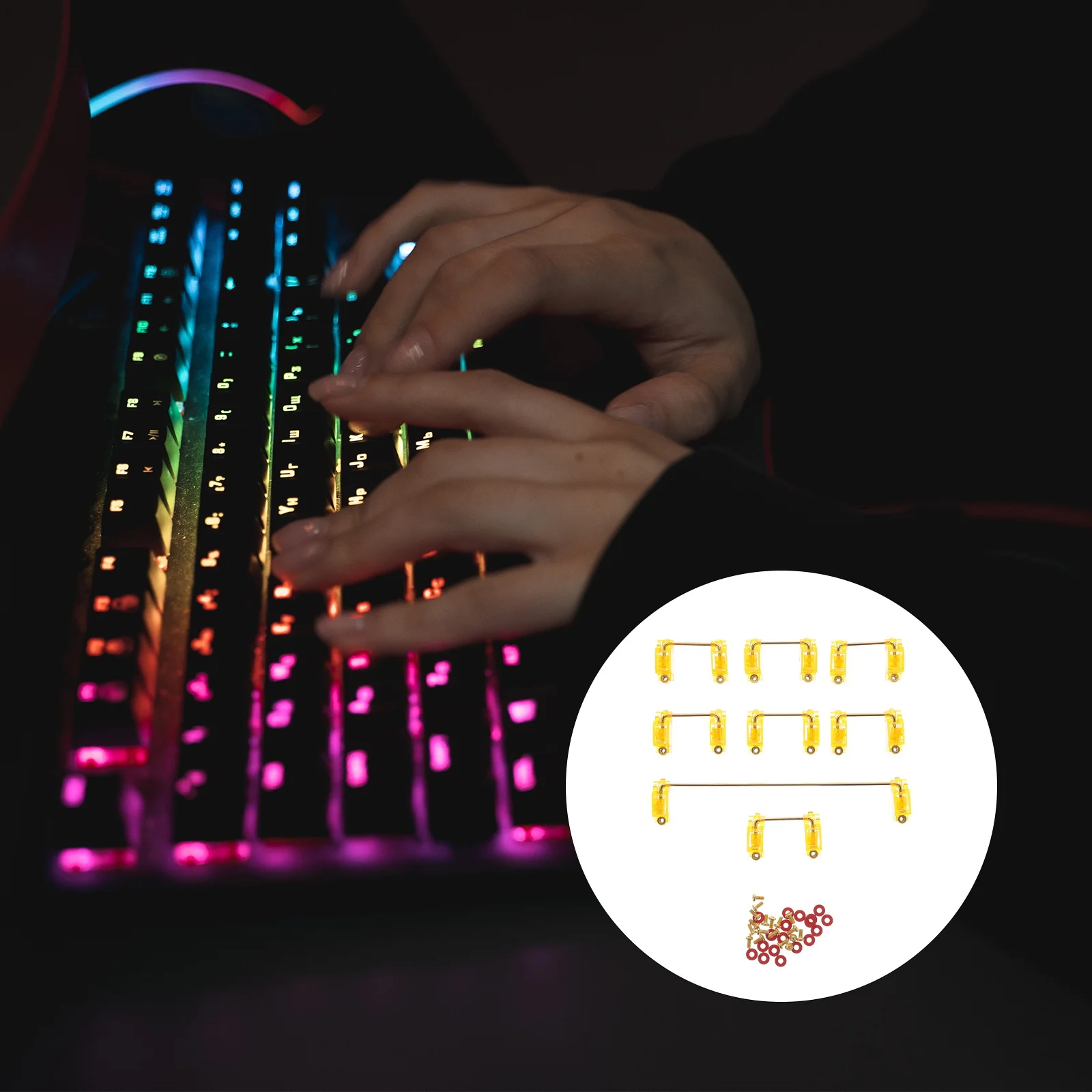 

1Set Satellite Switch Key Stabilizer Stainless Steel Pcb Satellite for Mechanical Keyboard Large Keycap 6.25u 2U Mounted