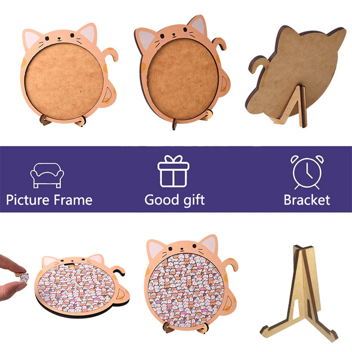 Cat-Shaped Wooden Jigsaw Puzzle, Cat Unique Design, Jigsaw, Premium Materials, Sturdy DIY, Perfect For Christmas,