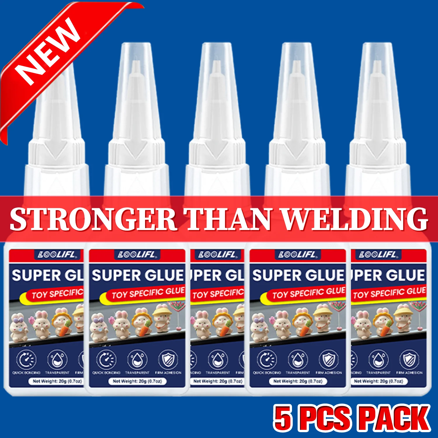 1-5pcs Super Glue Instant Cyanoacrylate Adhesive High Strength Fast Drying for Metal Wood Plastic Ceramic Glass DIY Home Repair
