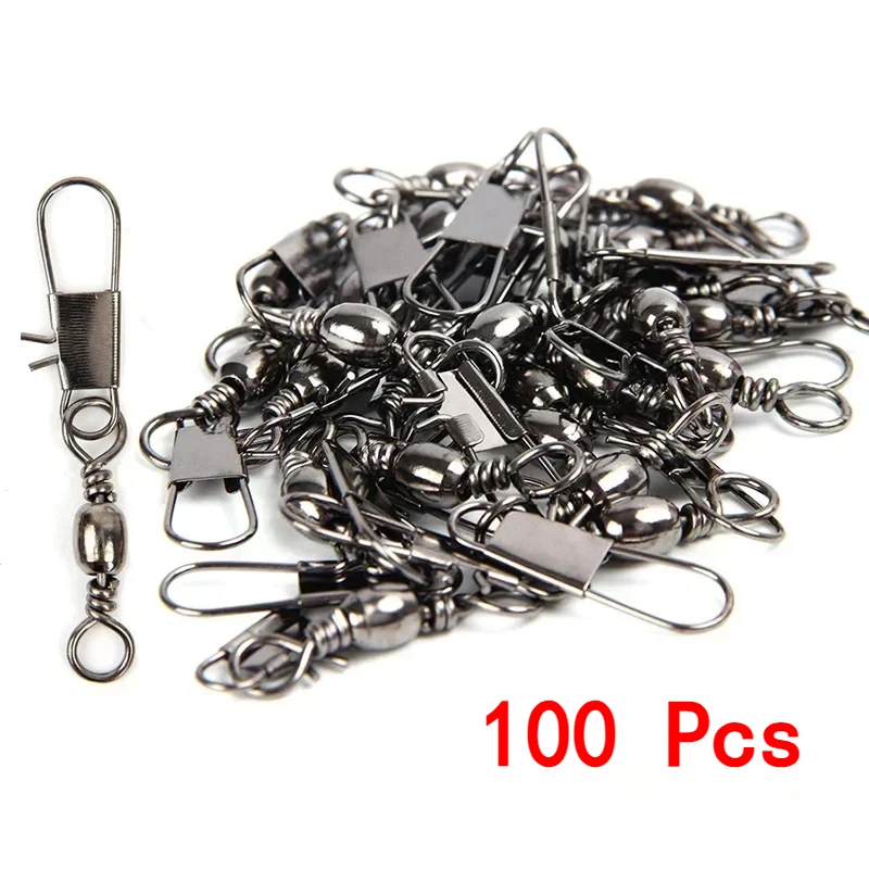 100pcs/set All for Fishing Equipment Swivel Interlocking Pin Bearing Rolling Swivel Carp Fishing Accessories Tackle Tools Sports