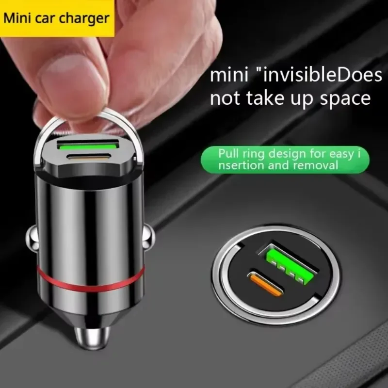 Cincin Tarik Mobil Baru Pengisian Super Cepat Mini Tersembunyi PD + Port USB Pengisi Daya Mobil Multifungsi Peralatan Listrik Mobil