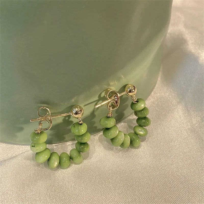 2022 New Creative  Needle Two-Wear Green Opal Earrings Women's Luxury Jewelry Wedding Simple  Accessory For Girl’s Gift