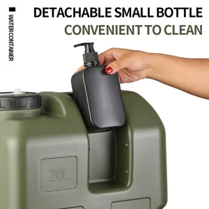 20L Plastic Water Storage Bucket Large Capacity Water Carrier Canister with Spigot & Hand Sanitizer Jar Portable Water Tank