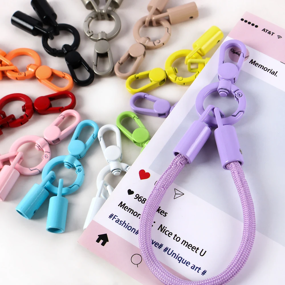 1pc Colorful Metal Swivel Snap Hook Keychain Cord End Lock Spring O Ring Clasp DIY Phone Lanyard Bag Strap Connector Accesso