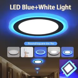 Modern Ceiling Lamp Double Color Downlight Spot Light for Home Decor Living Room Bathroom Lighting Led Blue+White Panel Light