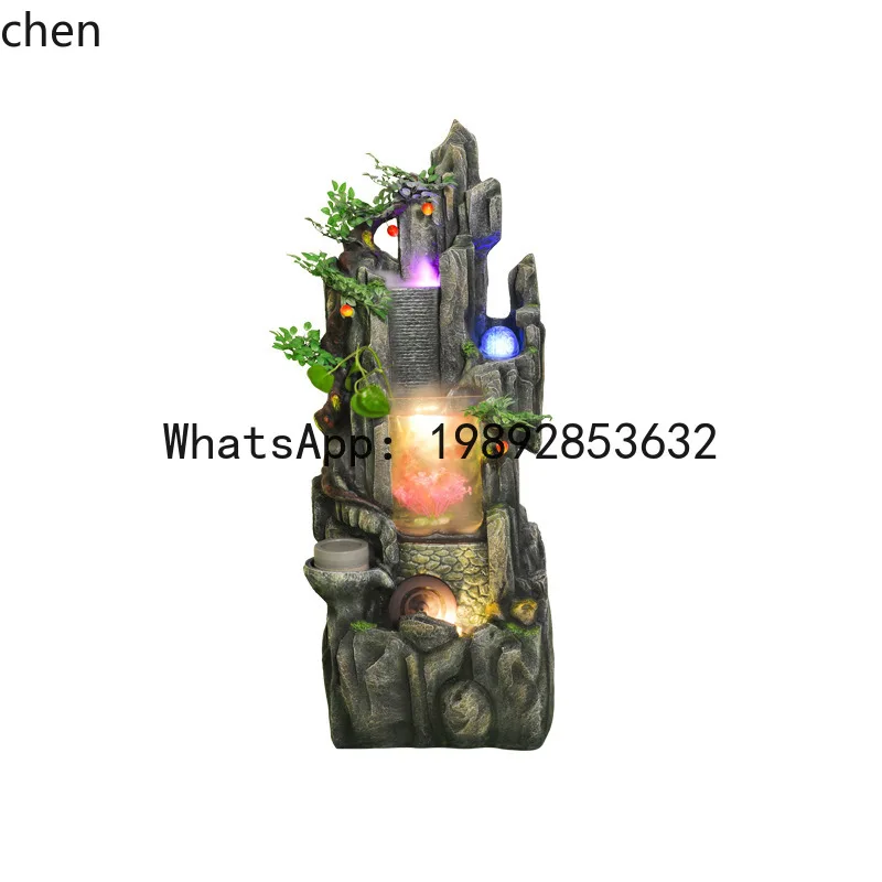 YFY  ZK Chinese Style Rockery Water Fountain Living Room Wealth-Attracting Fish Tank Home Decoration