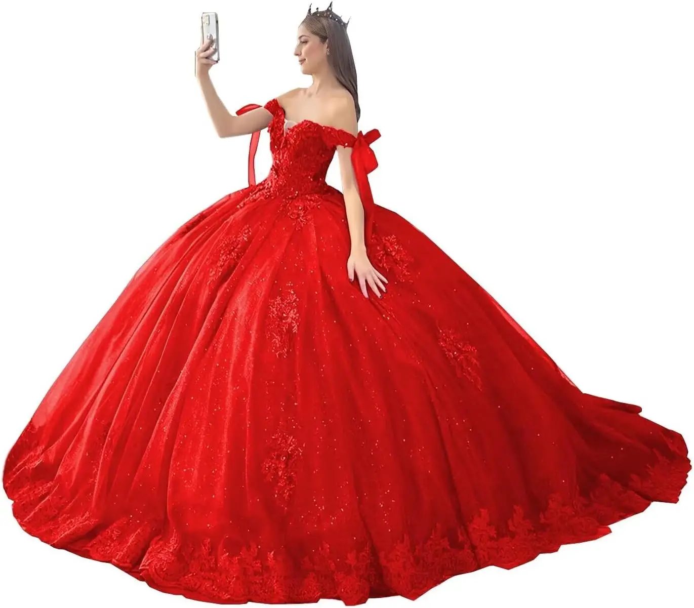 

Ftupza Платье Quinceanera с открытыми плечами Бальное платье с бантом Vestido de 15 años Кружевное платье Sweet 16, пышное тюлевое платье для выпускного вечера