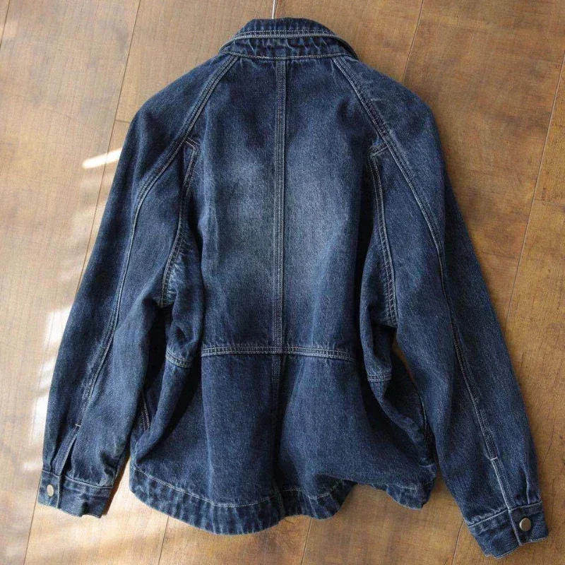 Pocket Outerwears Female Jeans Coat Blue Women\'s Denim Jackets Spring Autumn Korean Popular Clothes Vintage on Sale Low Price