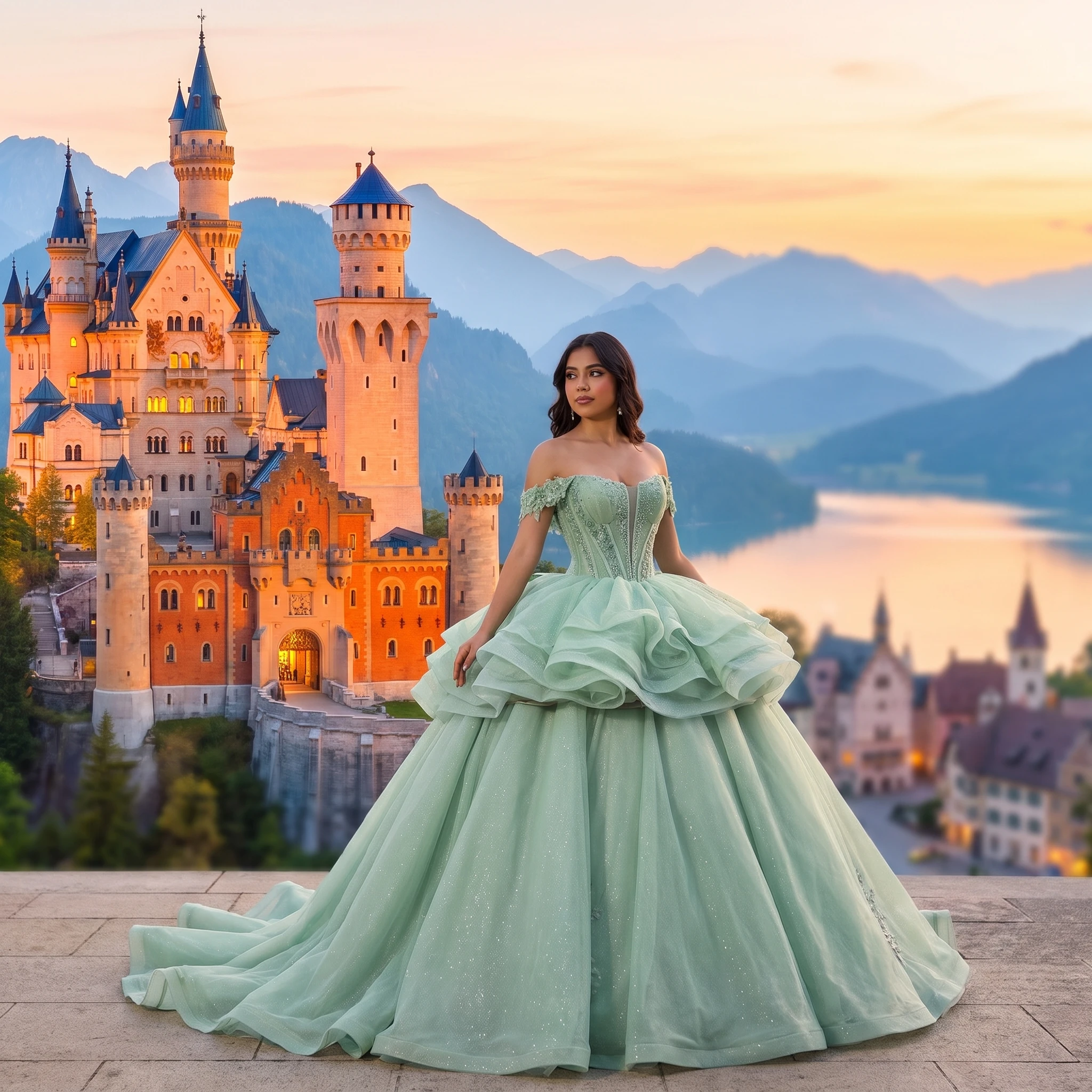 Princess Short Sleeve Quinceanera Dresses Organza Sweet 16 Gown Customized Ball Gown Ruffles Sequins Vestidos de 15 quinceanera