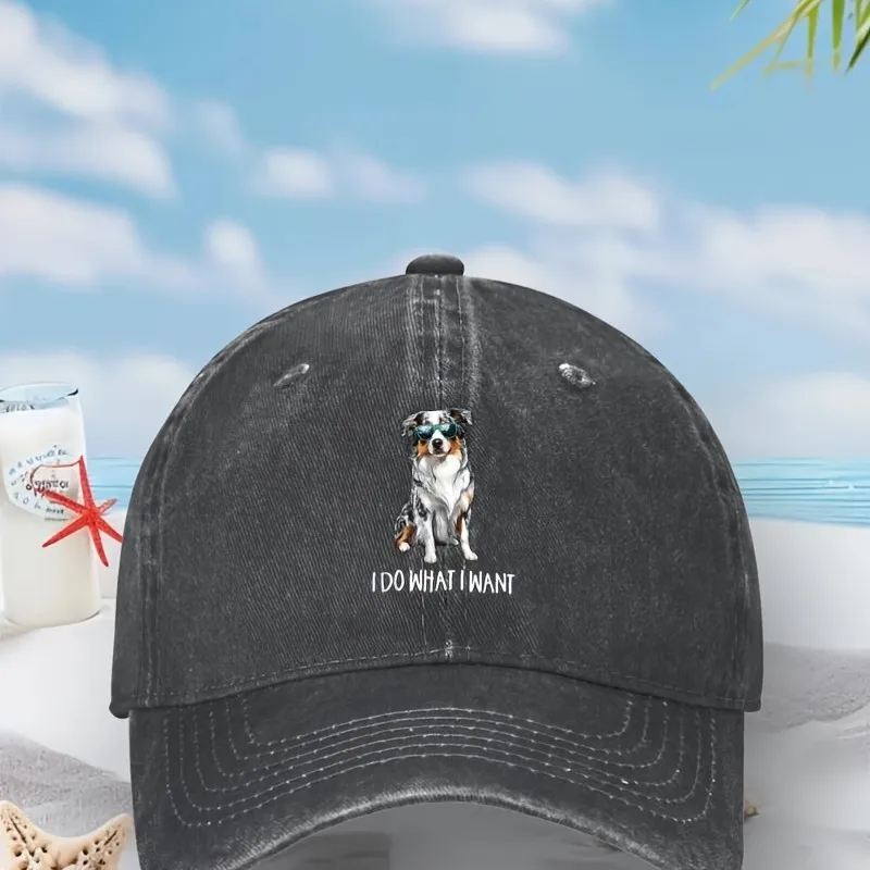 Funny Do What I Want Australian Shepherd Baseball Cap Unisex Casual Outdoor Adjustable Sun Hat