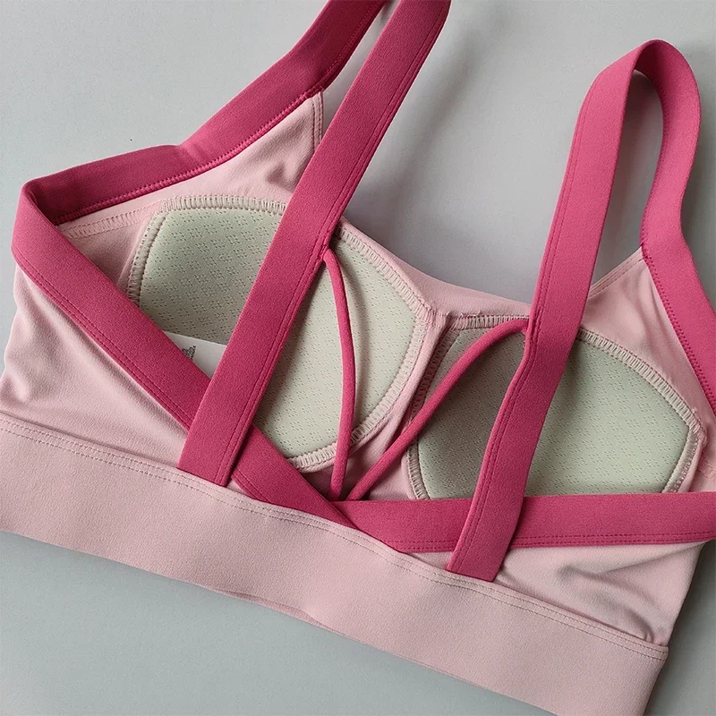 Hochintensives, nahtloses Cross-Back-Yoga-Set mit integrierten Sport-BHs und hochtaillierten, hüfthebenden Fitness-Leggings – Detail 15