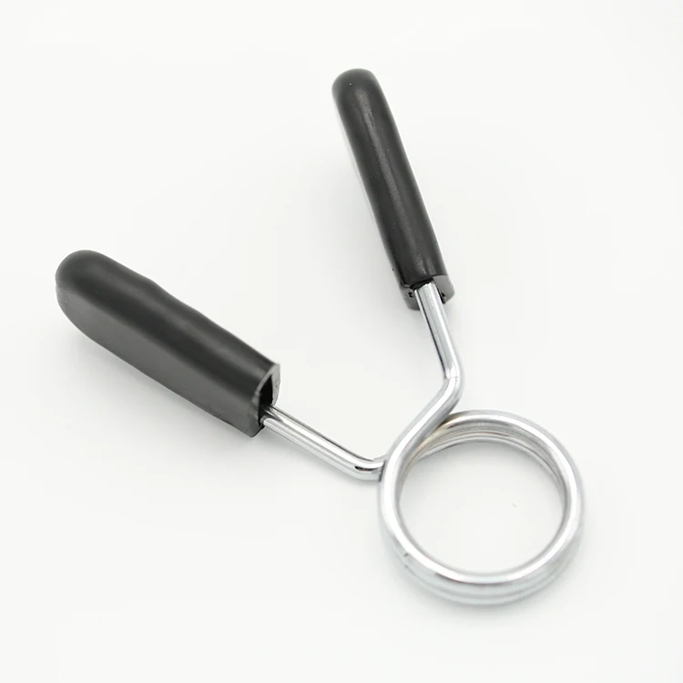 ที่จับมือแบบสปริงโลหะ แรงบีบสูง/ปลอกล็อคบาร์เบลพร้อมด้ามจับพลาสติกสำหรับแผ่นน้ำหนัก