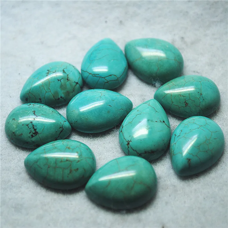 

10PCS Natural Turquoise Stone Cabochons Teardrop 18X25MM DIY JEWELRY Accessories Loose Beads Cabs