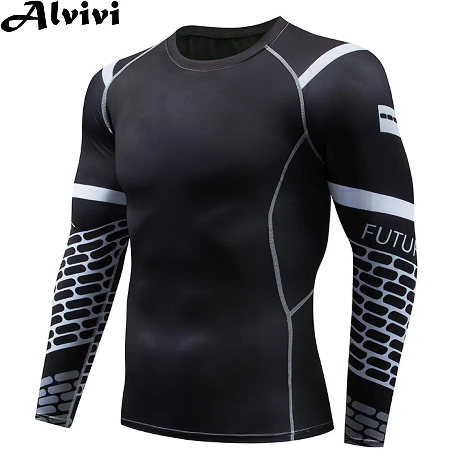 Mens Quick Dry Swimming T-shirt Rash Guard Wetsuit Long Sleeve Breathable Compression Athletic Tops for Surfing Fitness Cycling