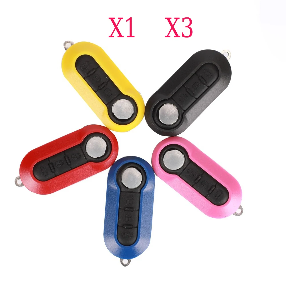 Capa/Carcaça de Chave Remota Flip Jingyuqin X1 X3 para Fiat 500 Panda Punto Bravo com Alarme Automotivo e Entrada sem Chave