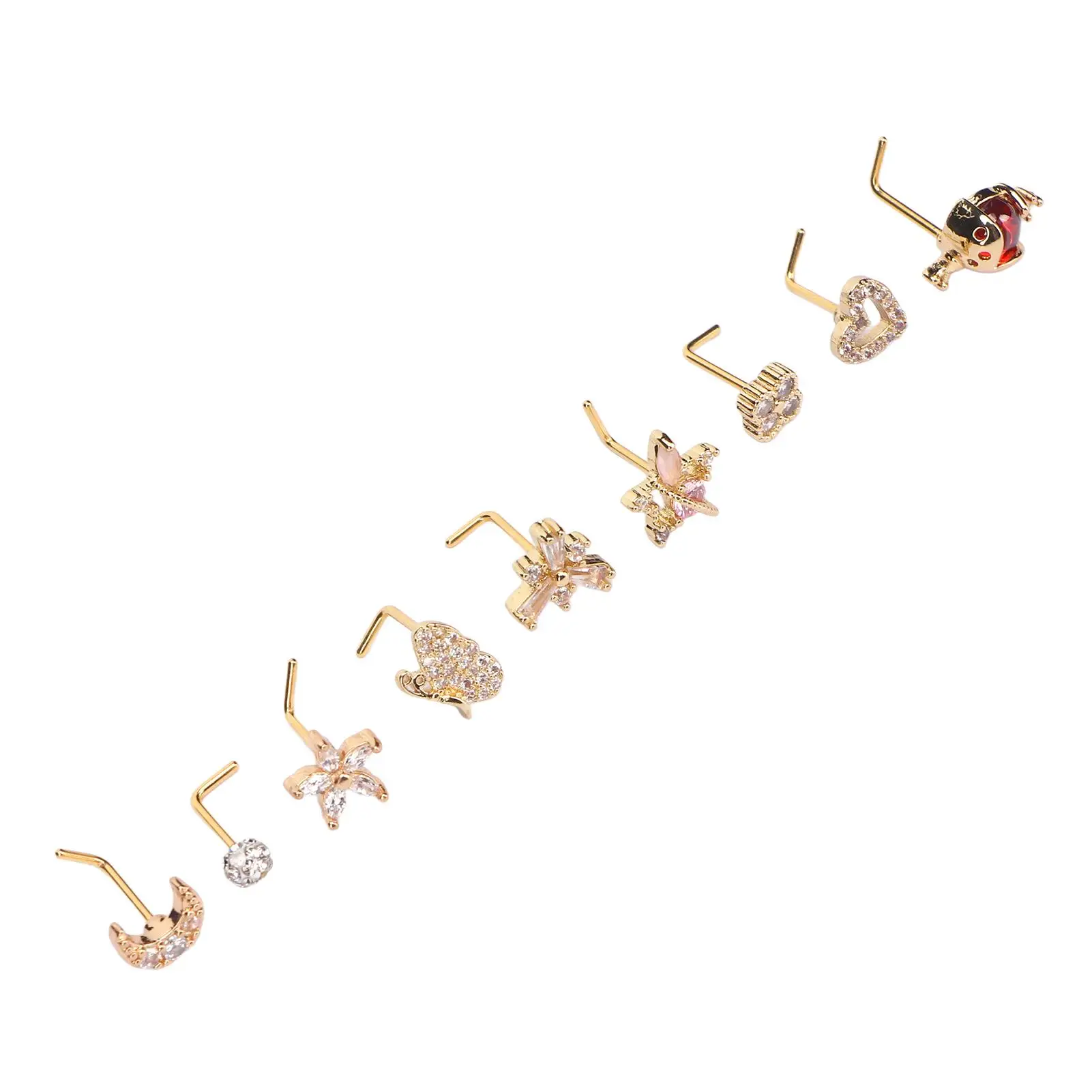 Golden Shiny Nose Studs Set for women - Perfect for daily Wear