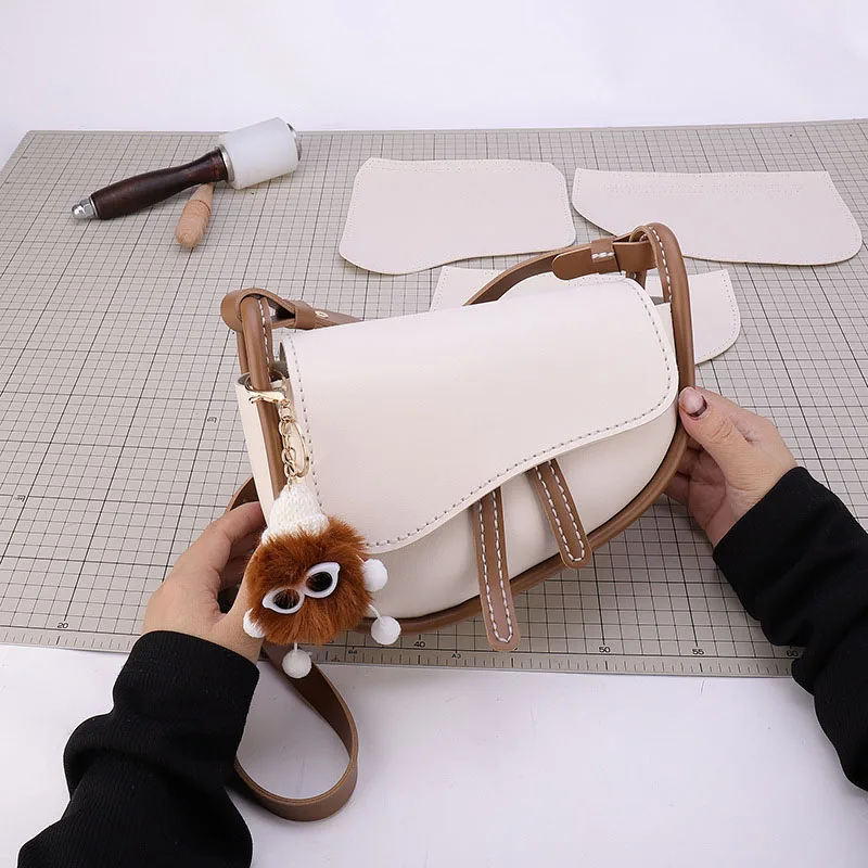 1Set DIY Leather Craft Accessories Shoulder Bag Hand Sewing Template With PU Leather Semi-Finished Material Tool