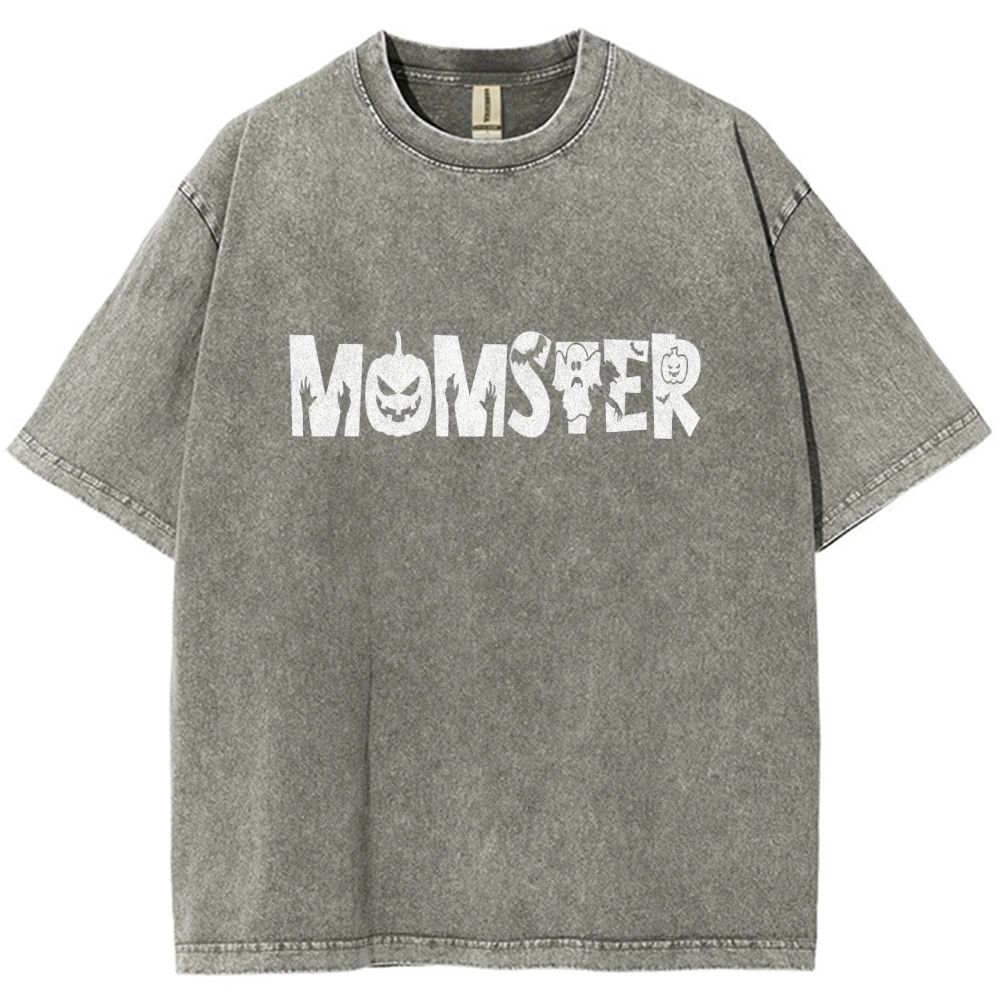 Momster Halloween Mom Unisex T-shirt Cute Halloween Mommy Gift Fall Spooky Season Graphic Tee Trendy Monster Short Sleeve Top