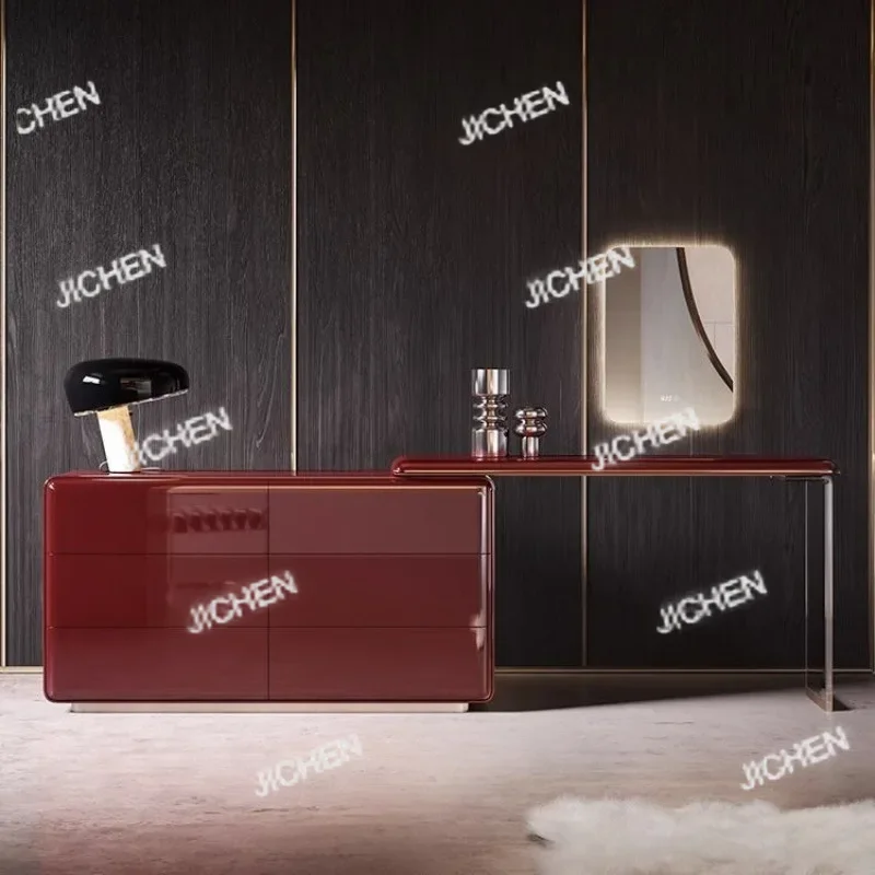 

JCPremium sense light luxury Italian dressing table minimalist retractable dressing red makeup table combination Hong Kong style