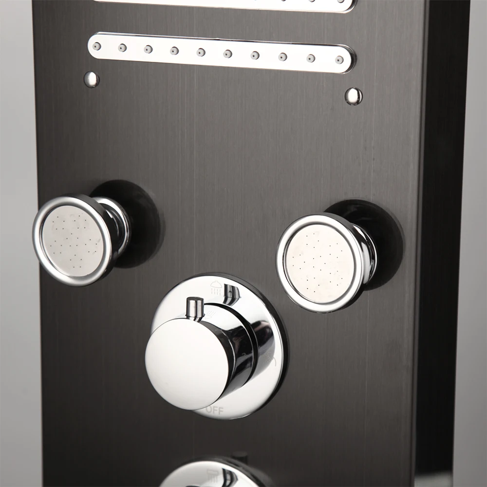 KEMAIDI 6 機能シャワーパネルセット LED ライトデジタルディスプレイ付きモダンなバスルームシャワーシステム壁掛けシャワーコラム