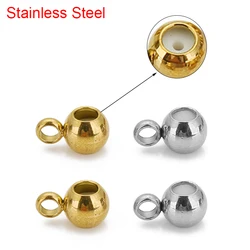 10pcs/lot Stainless Steel Pendant Connectors Pinch Bail With Silicone Stopper Beads For DIY Necklace Jewelry Making Accessories