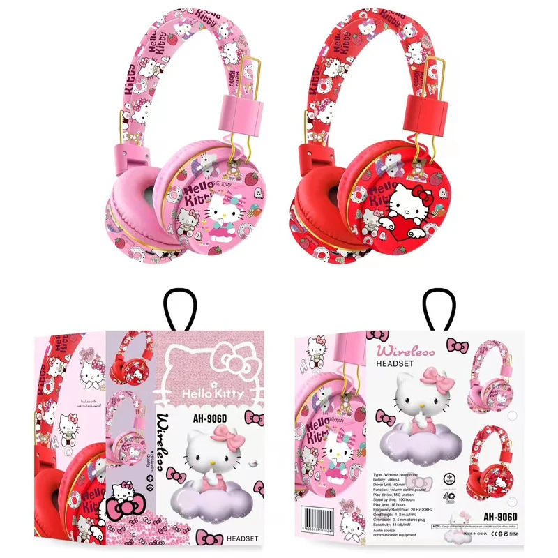 

Kawaii Sanrio Hello Kitty Bluetooth Earphones Headphones Cute Cartoon Animation Girly Heart Music Headphones