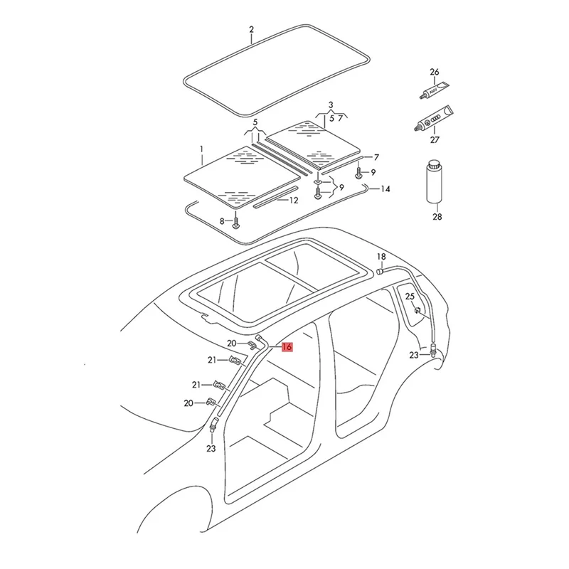 Tubo de manguera de drenaje de agua para techo solar, 2 uds., para VW Tiguan 2010-2017-FSM