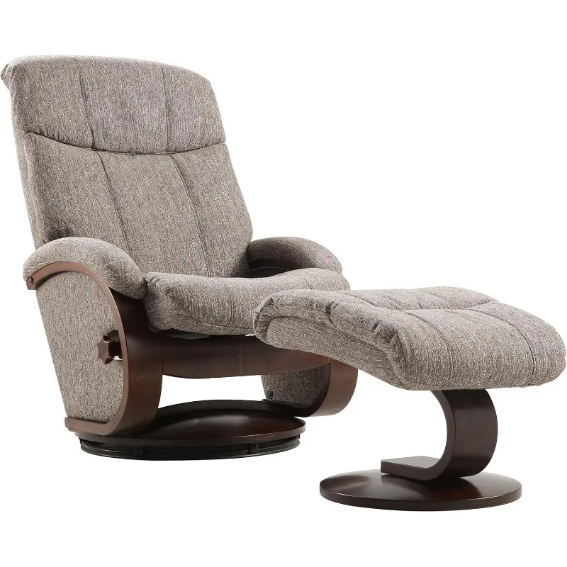 Swivel Recliner Chair with Ottoman, Matching Footrest, A Whole Solid Wooden Base, Memory Foam Filling, Easy Assembly,360° Swivel