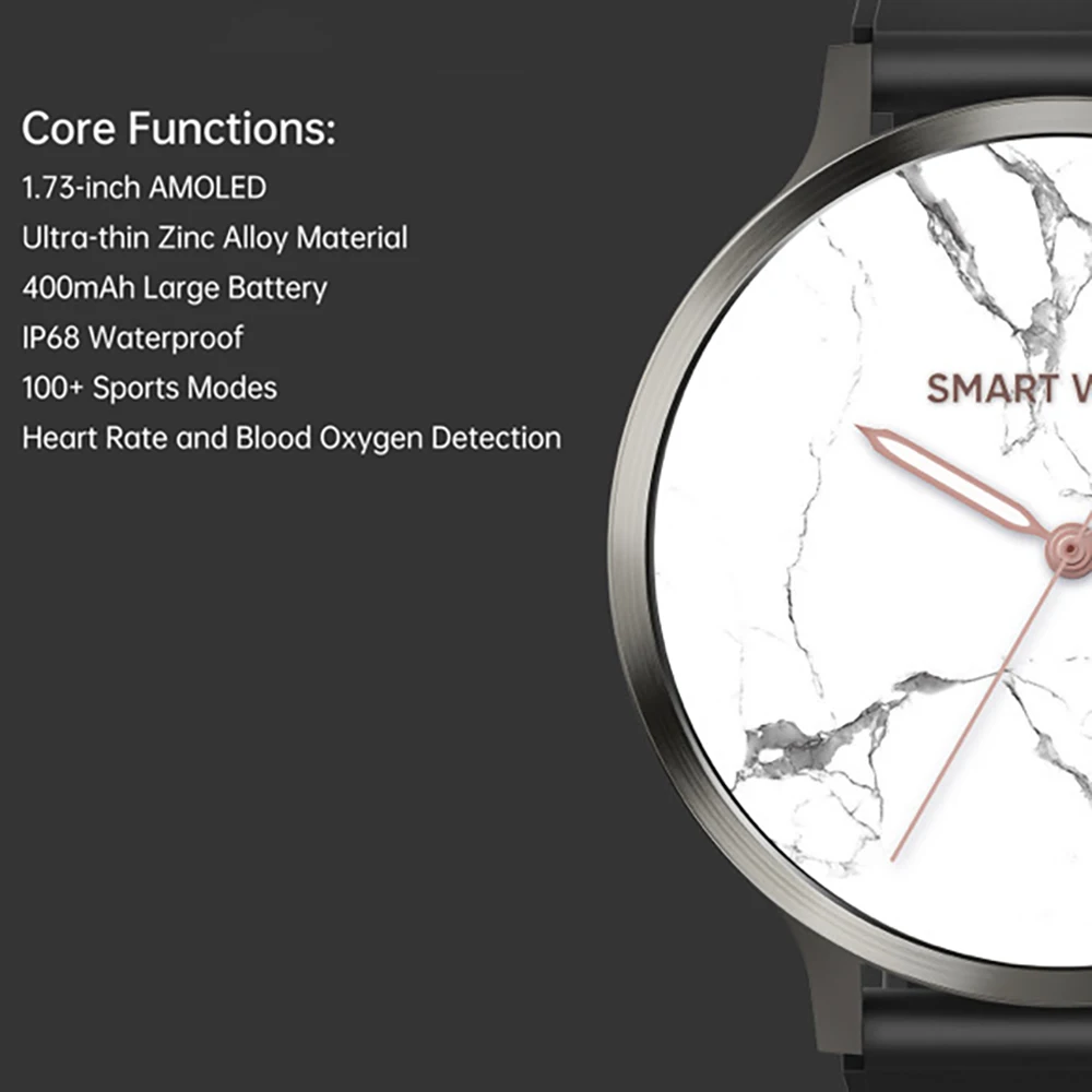 Relojes deportivos para exteriores con pantalla AMOLED, batería de 400mah, reloj inteligente resistente al agua IP68, más de 100 modos deportivos, reloj inteligente de salud con ritmo cardíaco