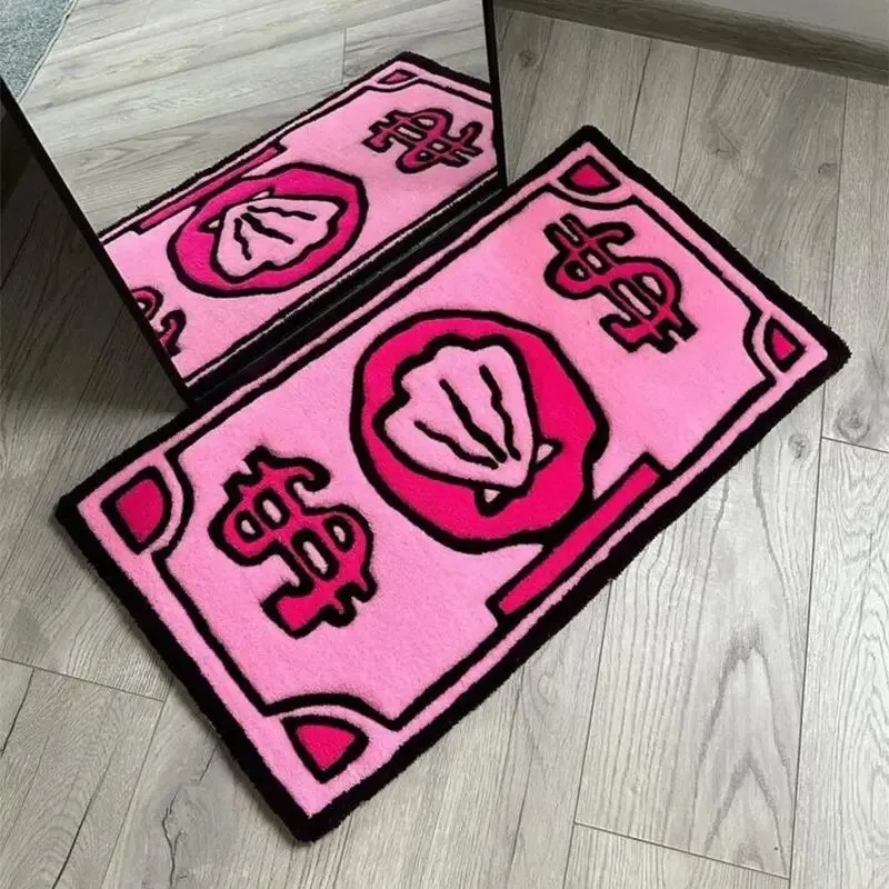 Alfombra Decorativa con Diseño de Monedas, Tapete Multiusos para Dormitorio, Junto a la Cama, Entrada y Baño