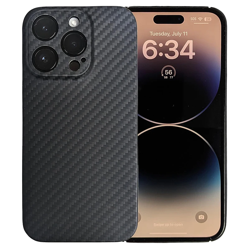 Carbon Fibre Pattern Phone Case on For iPhone 15 14 13 12 Mini 11 Pro Max 0.3mm Slim Shell XS Max XR X 7 8 Plus SE 6S Back Cover