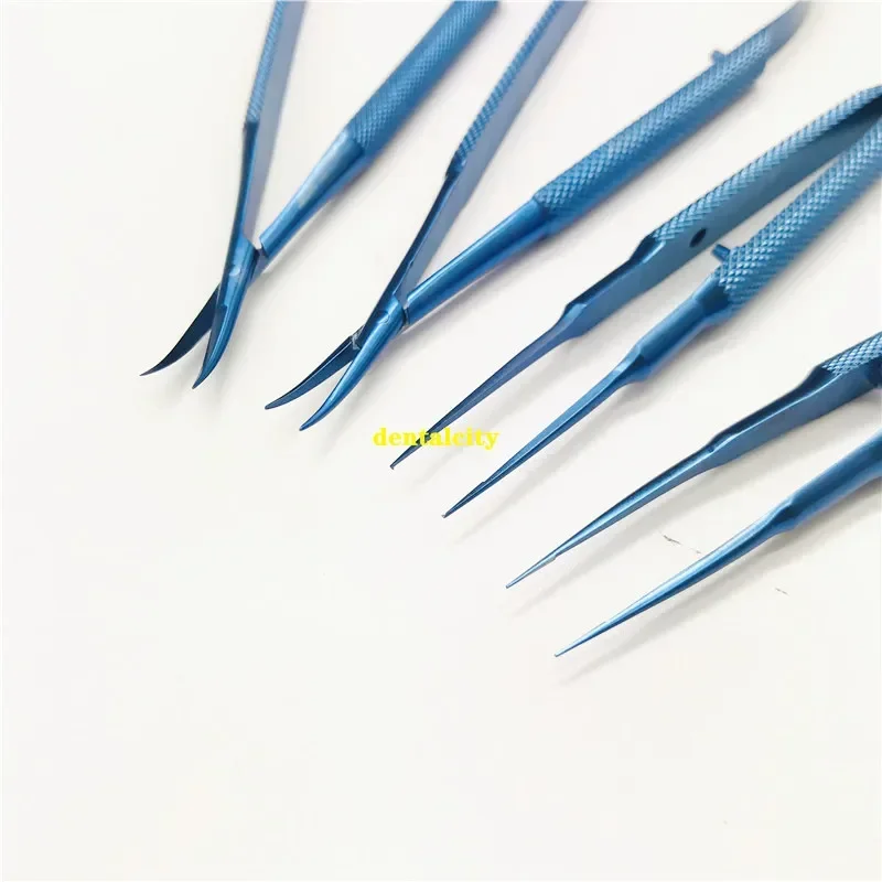 เครื่องมือผ่าตัดจุลศัลยกรรมจักษุ 12.5 ซม. กรรไกร + ที่วางเข็ม + แหนบเครื่องมือผ่าตัดสแตนเลส 4 ชิ้น/เซ็ต