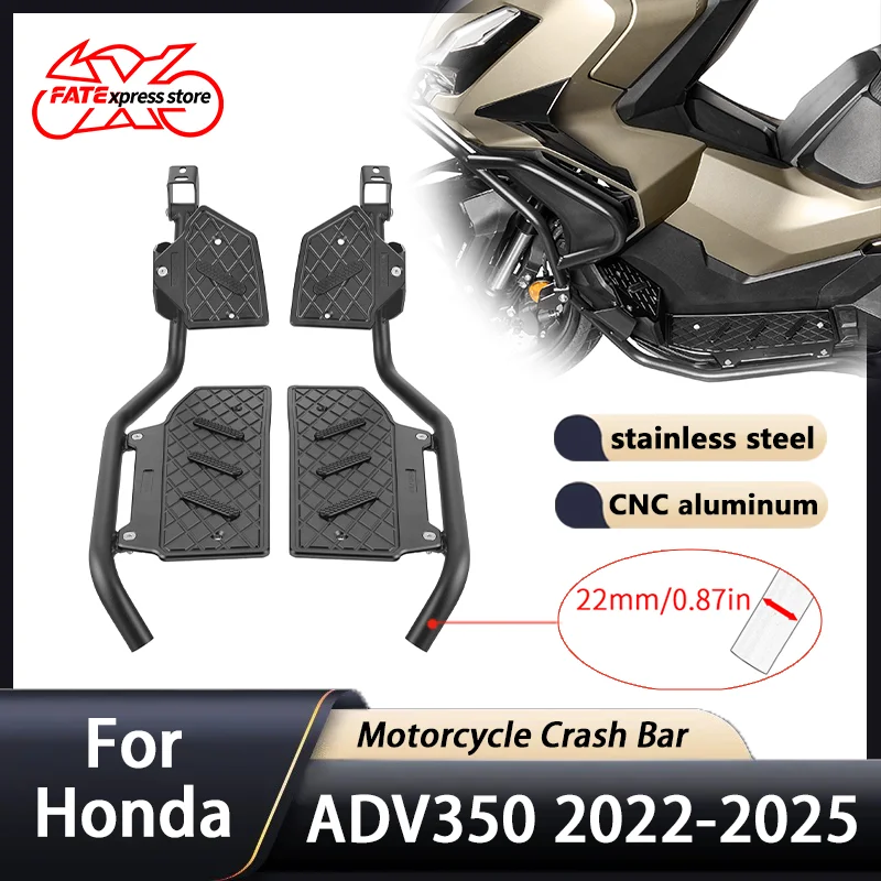 

For Honda ADV350 ADV 350 Lower Crash Bar Engine Guard Motorcycle Accessories Stainless Steel Footrest Extension 2022-2025 2024