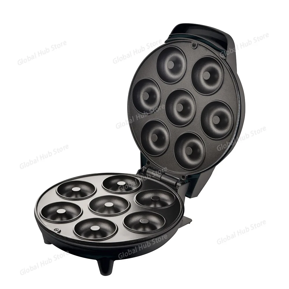 

Mini Donut Maker Machine Electric 7-hole Cooking Cake Pan Non-stick Surface for Kids Double-Sided Heating Breakfast Roaster