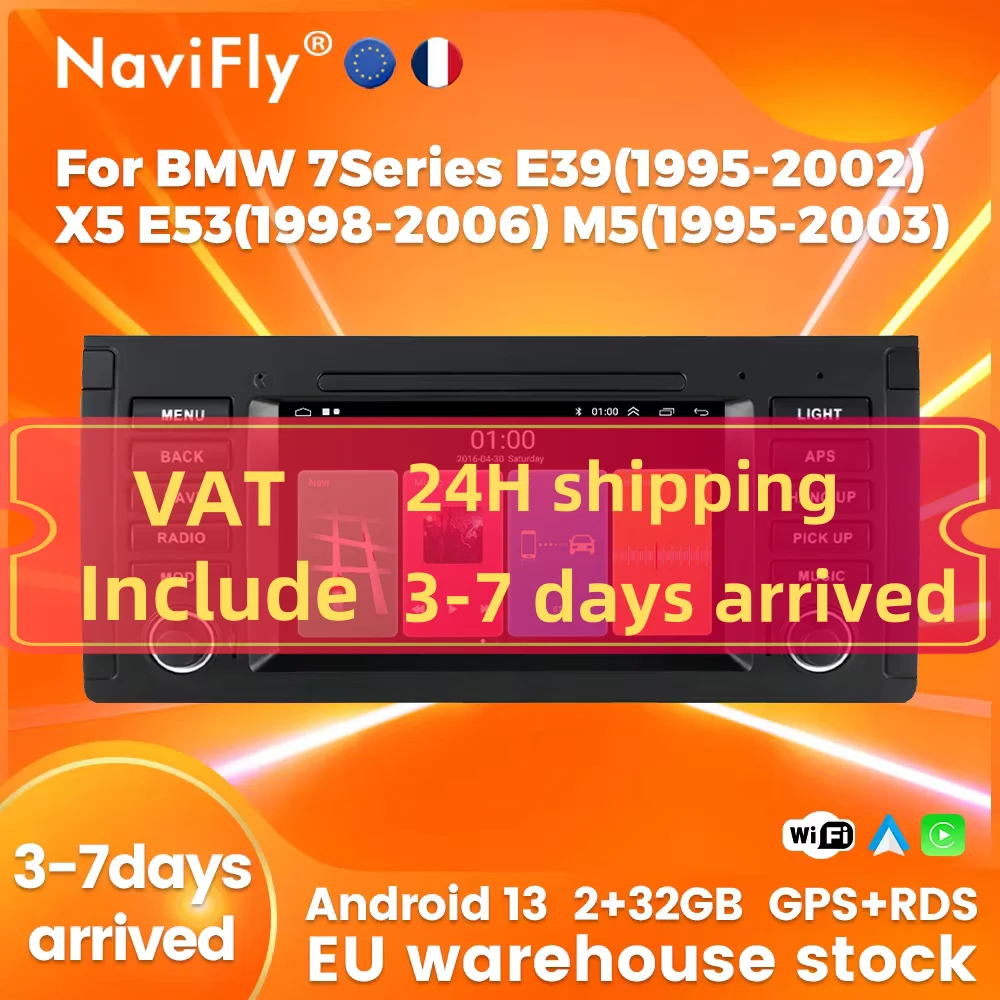 Navifly Android All In One Car Radio For BMW E39 1995-2003 E53 X5 M5 CarPlay Auto Multimedia Intelligent Systems GPS Navigation