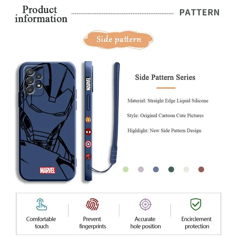 Marvel Ironman Spiderman Phone Case for OPPO A7 A16 A17 A38 A53 A54 4G A74 5G A32 A16e A18 A5s A15 A57 A11k A16k Soft TPU Cover