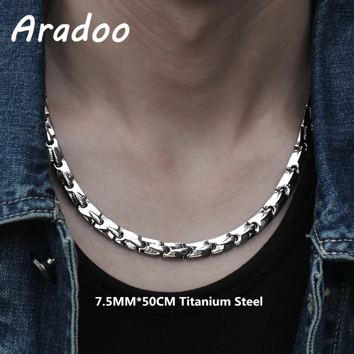 ARADOO Men Necklace Steel Silver 7