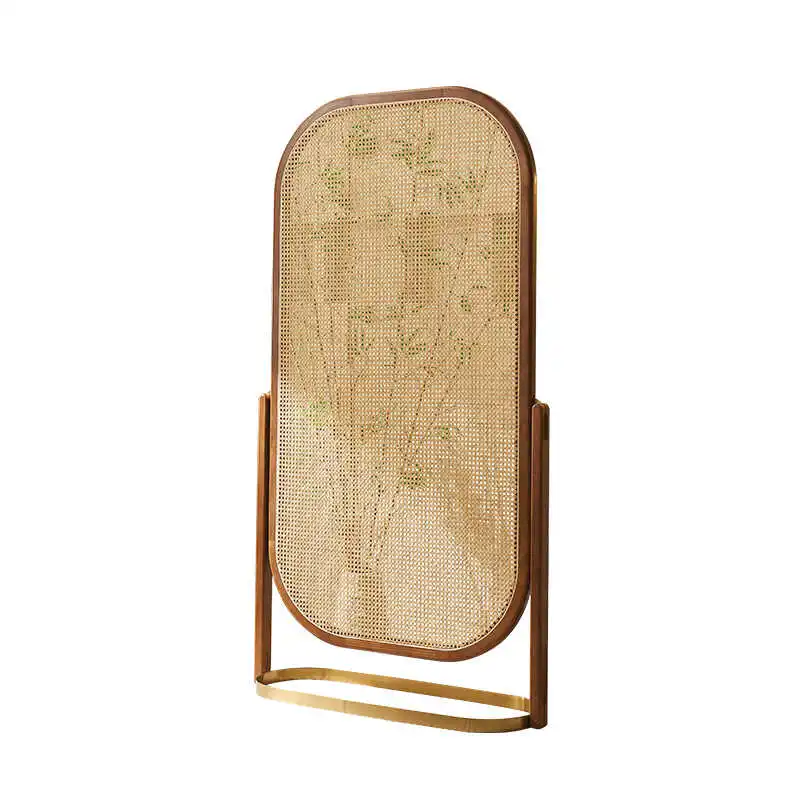 

Nordic rattan screen removable home simple art solid wood shelf bedroom living room seat screen porch partition