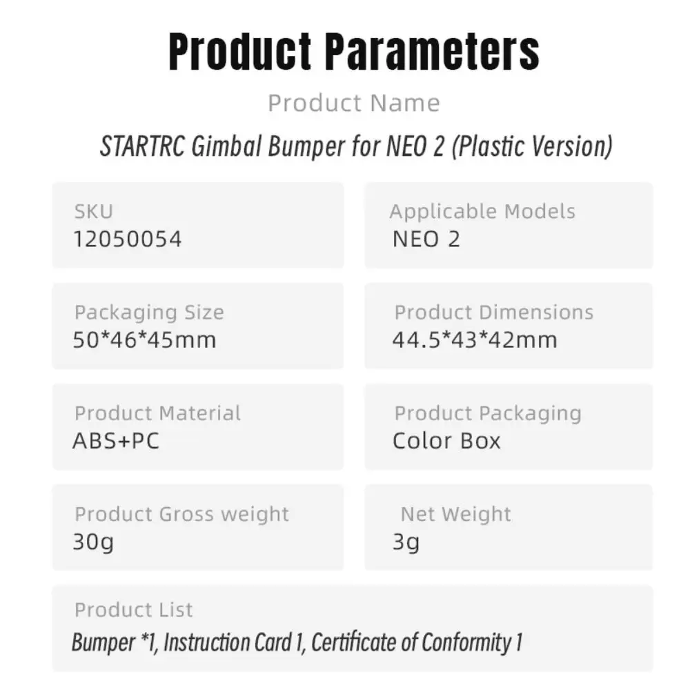 

Anti-Collision Gimbal Bumper Quick Release Lightweight Gimbal Lens Protective Bar Plastic Lens Gimbal Protector for DJI NEO 2