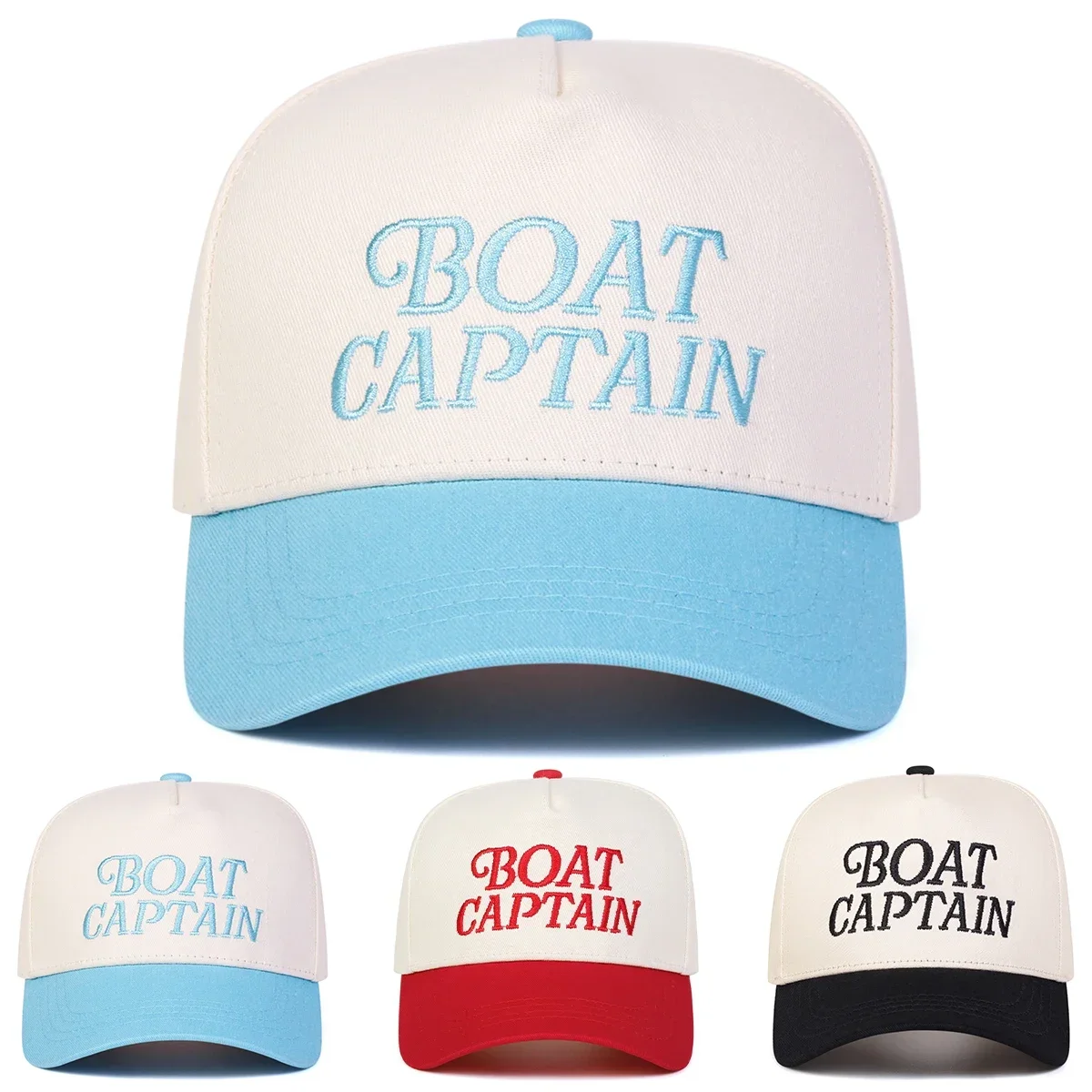 Unisex BOAT CAPTAIN Baseballkappen mit Buchstaben-Stickerei, Frühling und Herbst, für den Außenbereich, verstellbare Freizeithüte, Sonnenschutzhut, Sportkappe