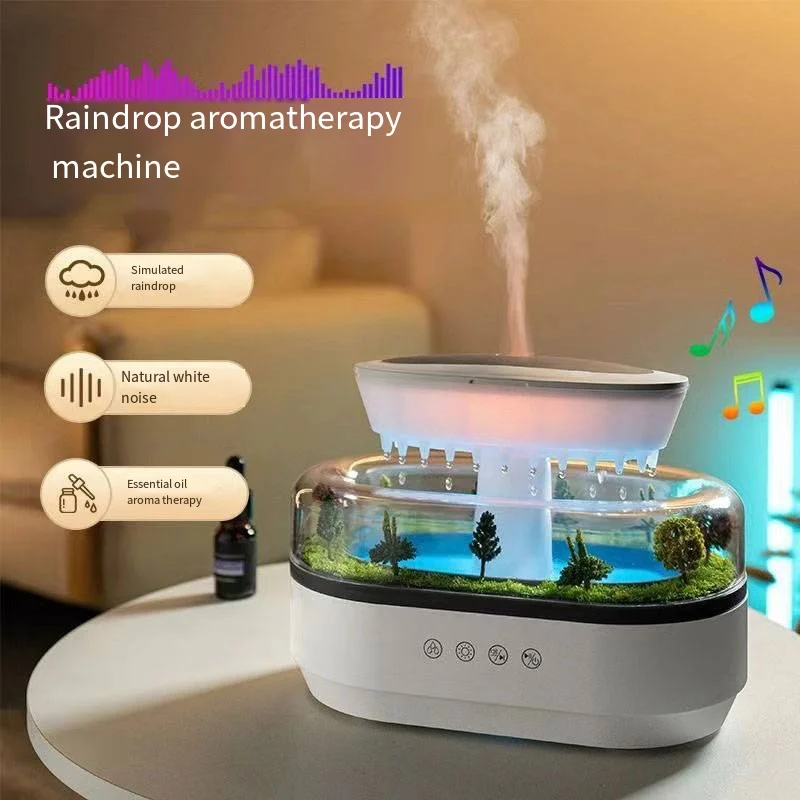 Micro Landscape Aromatherapy Humidifier Home Desktop with White Noise Small Raindrop Humidification Aromatherapy Machine