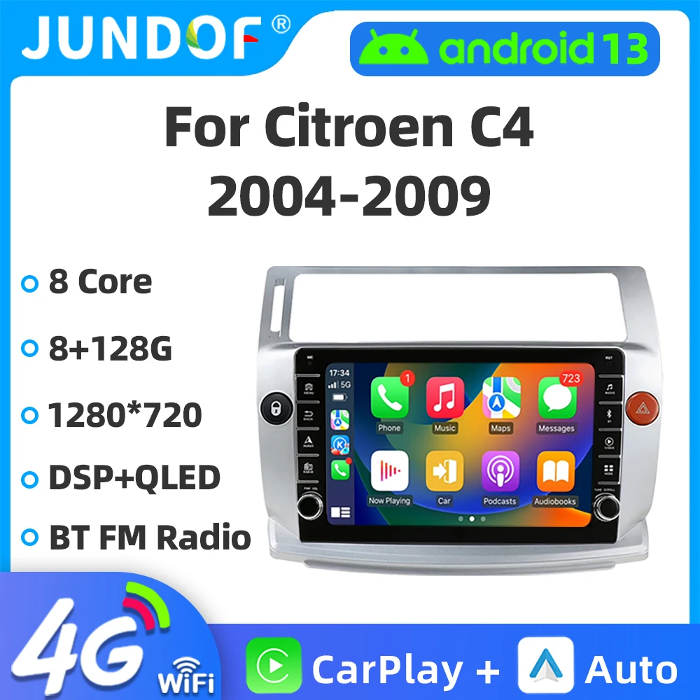 

Jundof 4G Android 2DIN DSP Car Radio Multimedia Video Player for Citroen C4 C-Triomphe C-Quatre 2004-2014 Navigation GPS Carplay