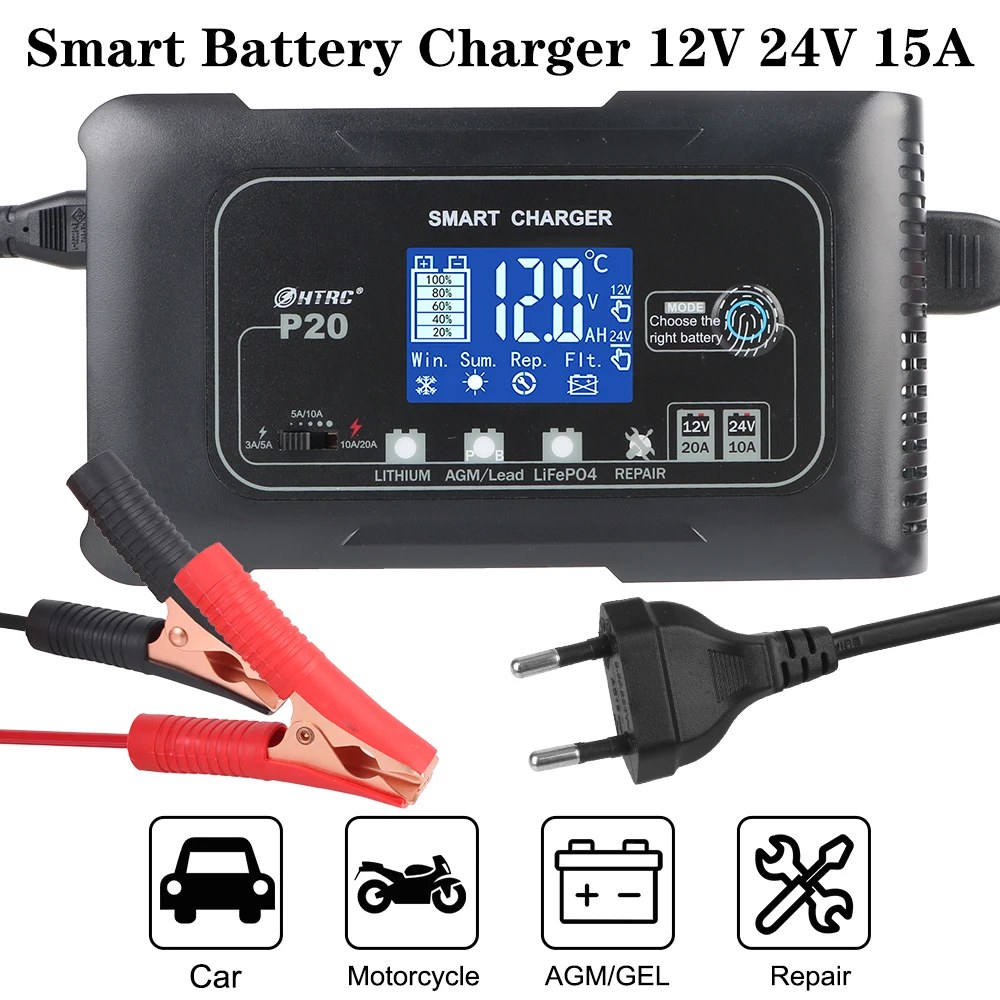 

Automatic Pulse Repair LCD Display Smart Battery Charger Automatic High Power 280W 20A for Lifepo4 AGM Lead-Acid Lithium Batteri