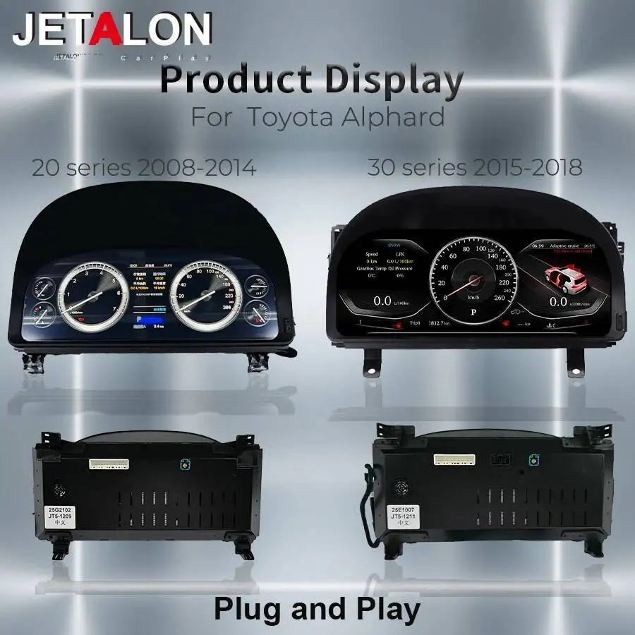 For Alphard 20 30 Series 2008-2018 LCD Dashboard Panel Digital Instrument Cluster Virtual Cockpit Speedometer GPS Speedometer