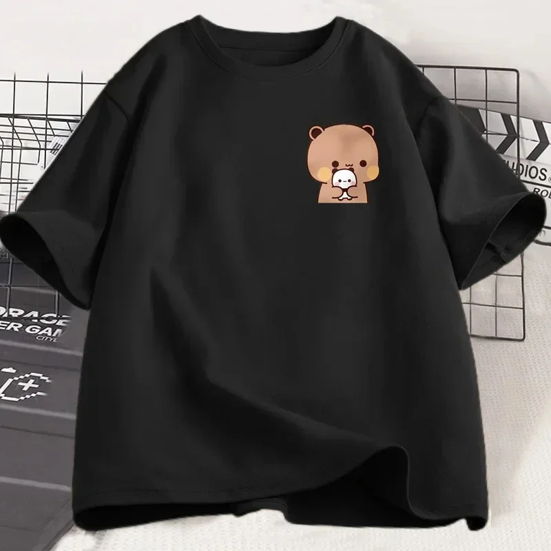 Panda Bear Bubu Dudu and Their Babies T Shirt Fashion Funny Couple T-shirt Women Fashion Casual Short Sleeve Tees Clothing